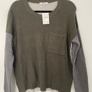 MADEWELL Green/Grey Color-Block Knit Sweater